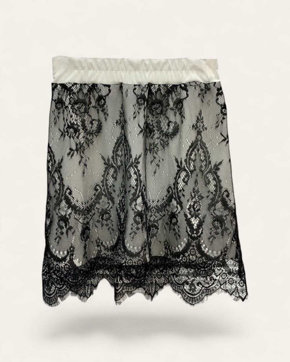 Lace Overlay Mini Skirt - Zilvina