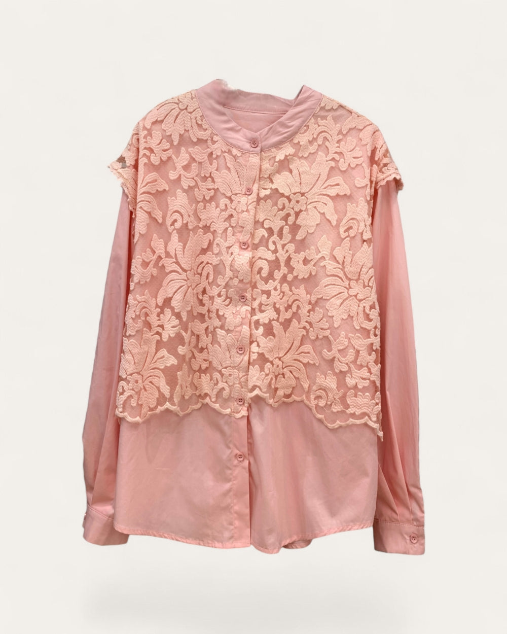 Lace Panel Shirt Blouse - Zilvina