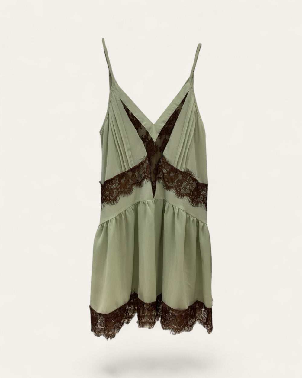Lace Panel Slip Mini Dress - Zilvina