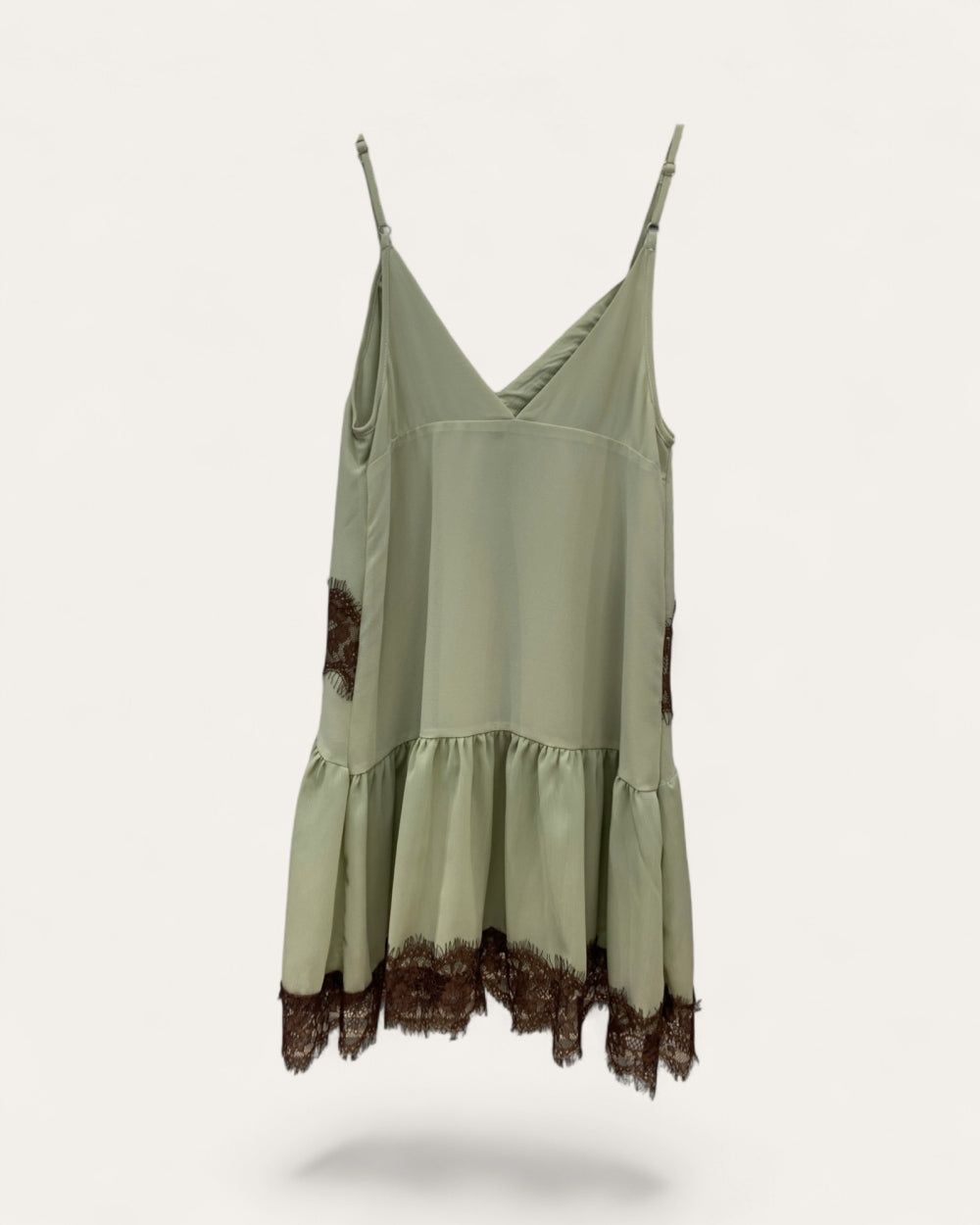 Lace Panel Slip Mini Dress - Zilvina