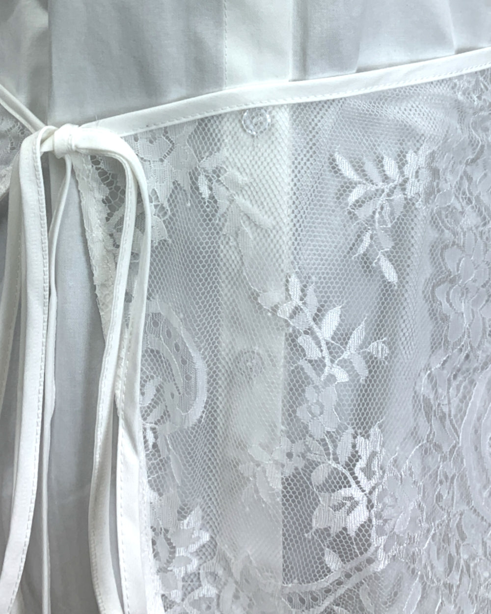 Lace Panel Tie - Waist Long Shirt - Zilvina
