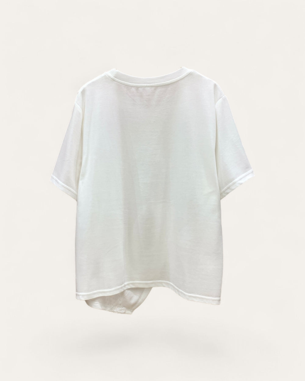 Lace Panel Twist Hem Tee - Zilvina