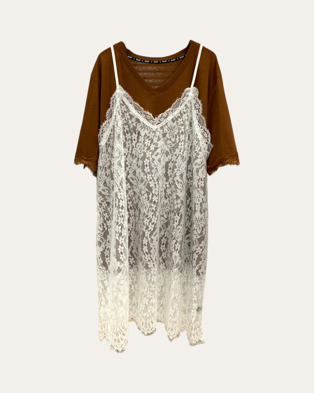 Lace Slip Layered Dress - Zilvina