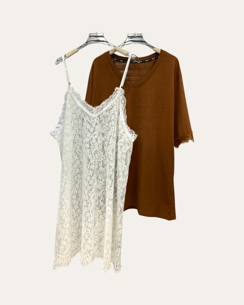 Lace Slip Layered Dress - Zilvina