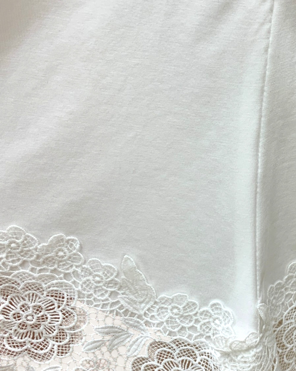 Lace Trim Asymmetrical Tee - Zilvina