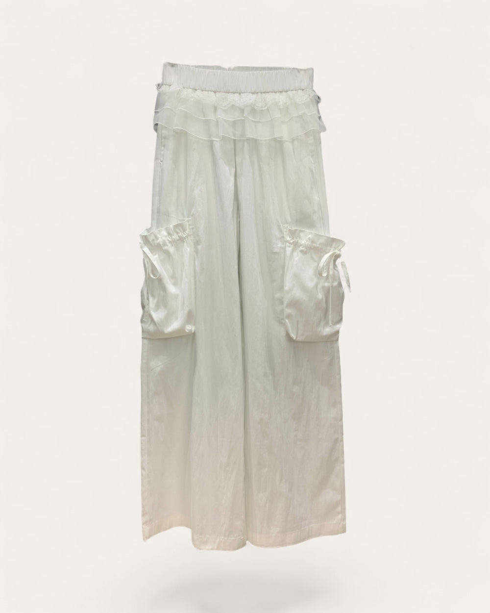 Lace Trim Pocket Wide - Leg Pants - Zilvina