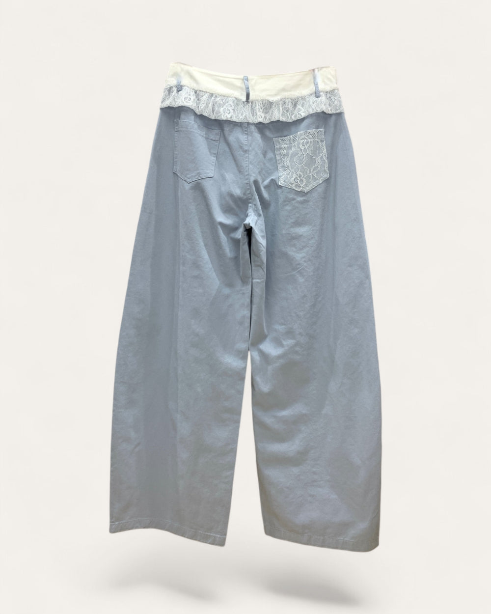 Lace Trim Wide - Leg Cropped Pants - Zilvina