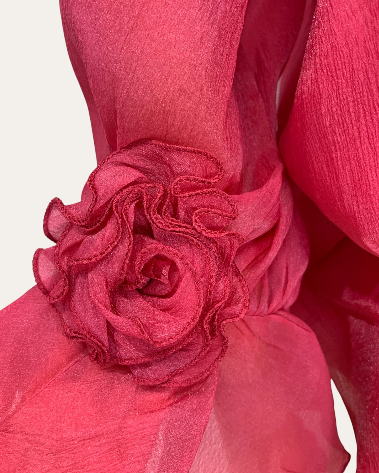 Lace - Up Ruffle Hem Off - Shoulder Dress with Rose Appliqué - Zilvina