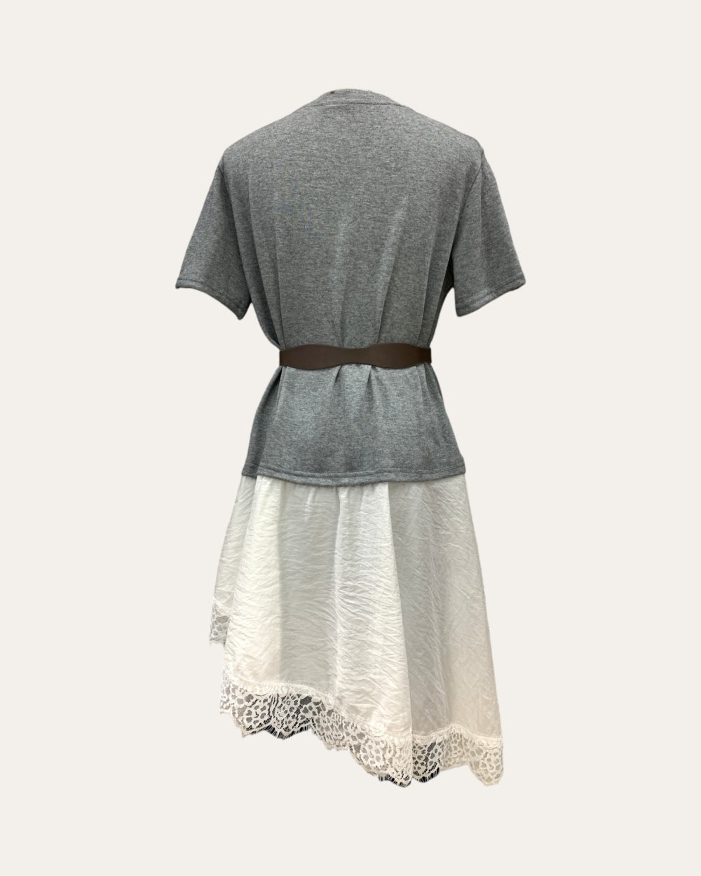 Layered Lace Panel T-Shirt Dress - Zilvina
