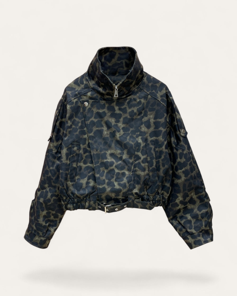 Leopard Print Buckle Hem Jacket - Zilvina