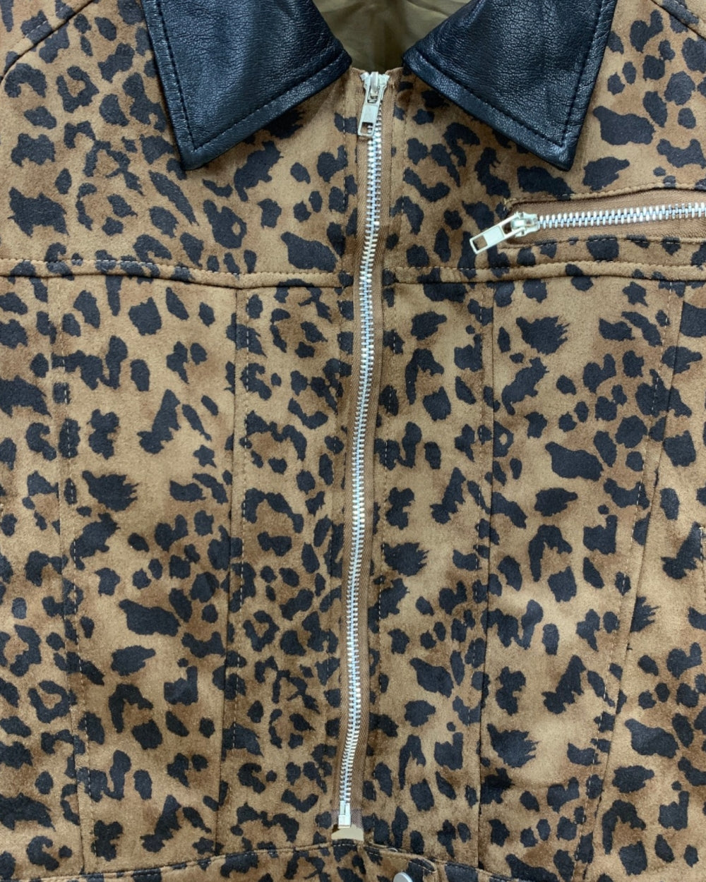 Leopard Print Contrast Collar Jacket - Zilvina