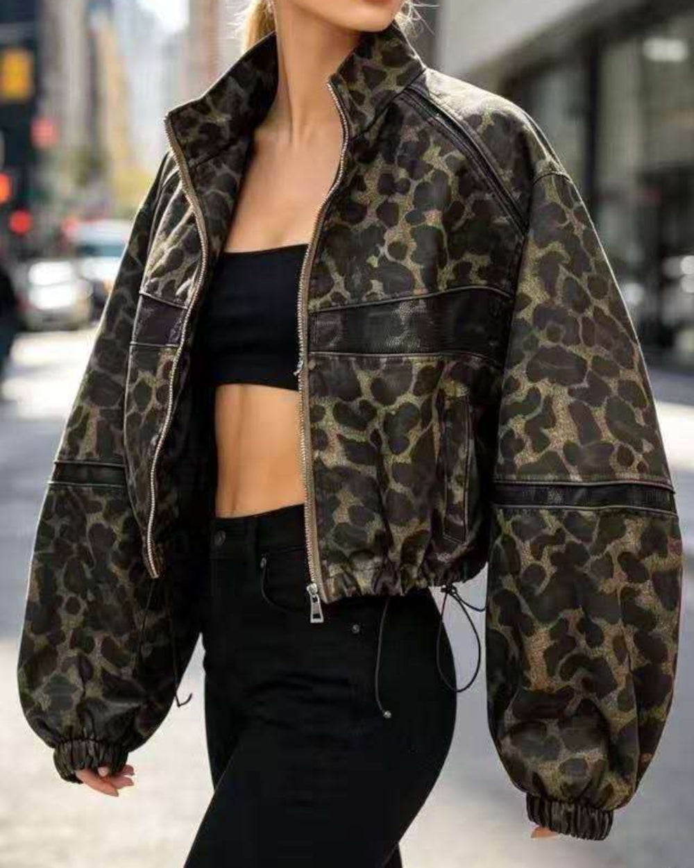 Leopard Print Cropped Jacket - Zilvina