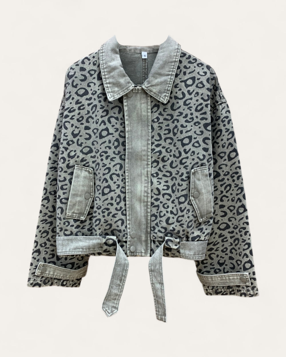 Leopard Print Tie Hem Jacket - Zilvina