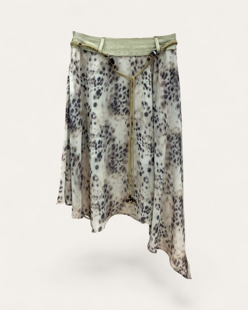 Leopard Print Tie-Waist Midi Skirt - Zilvina
