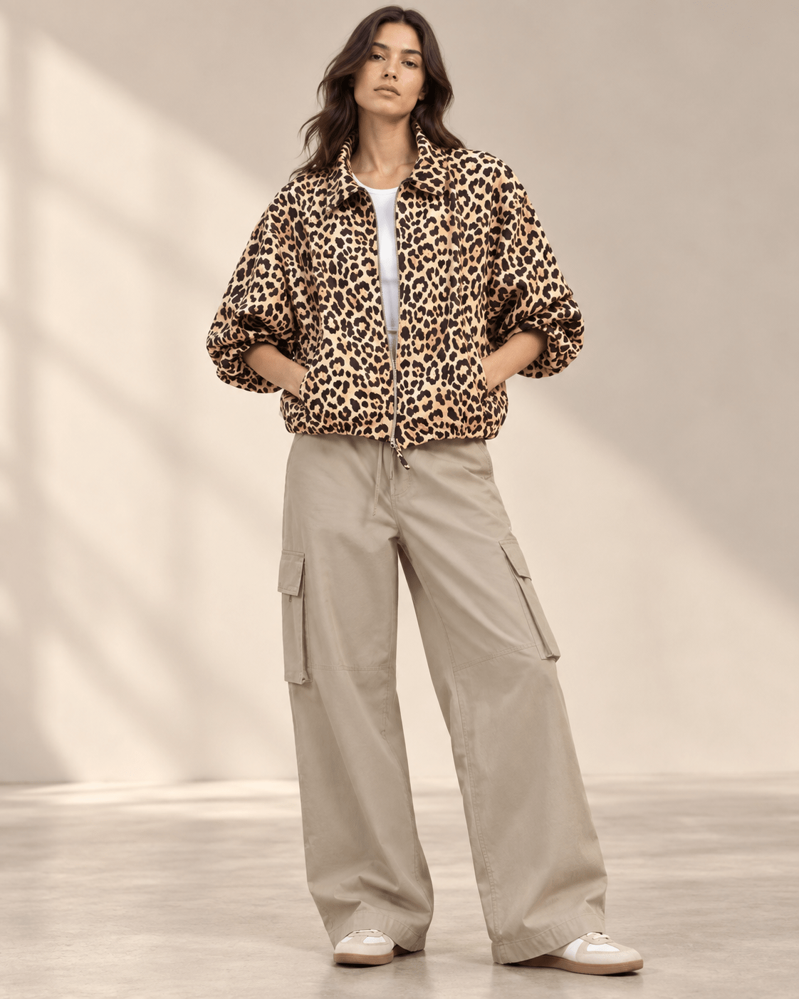Leopard Print Zip Bomber Jacket - Zilvina