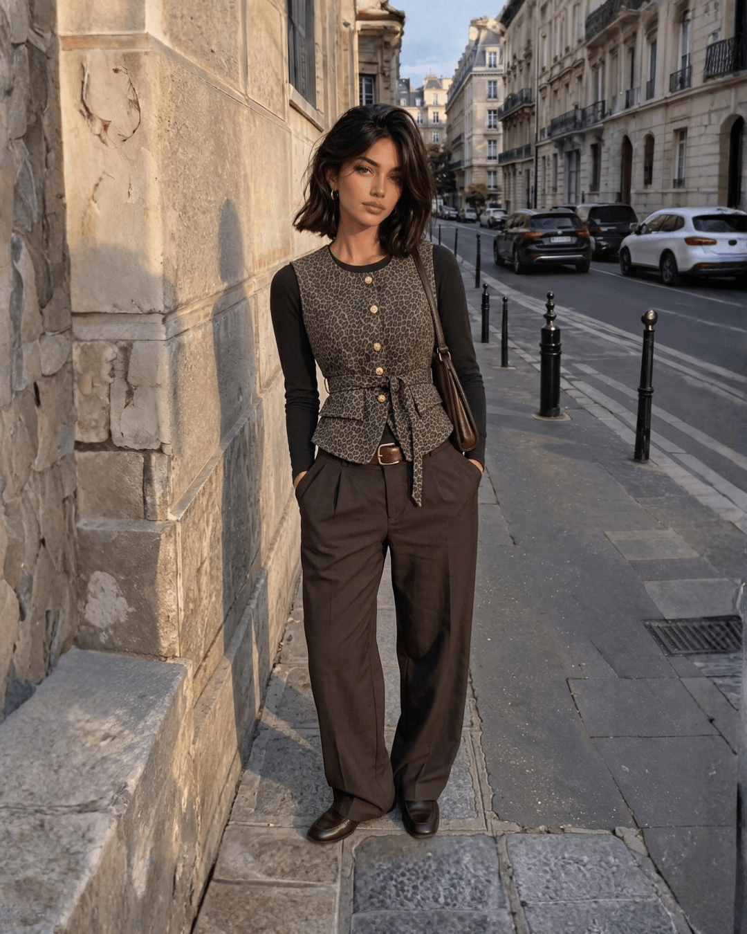 Leopard Tie-Waist Peplum Vest - Zilvina