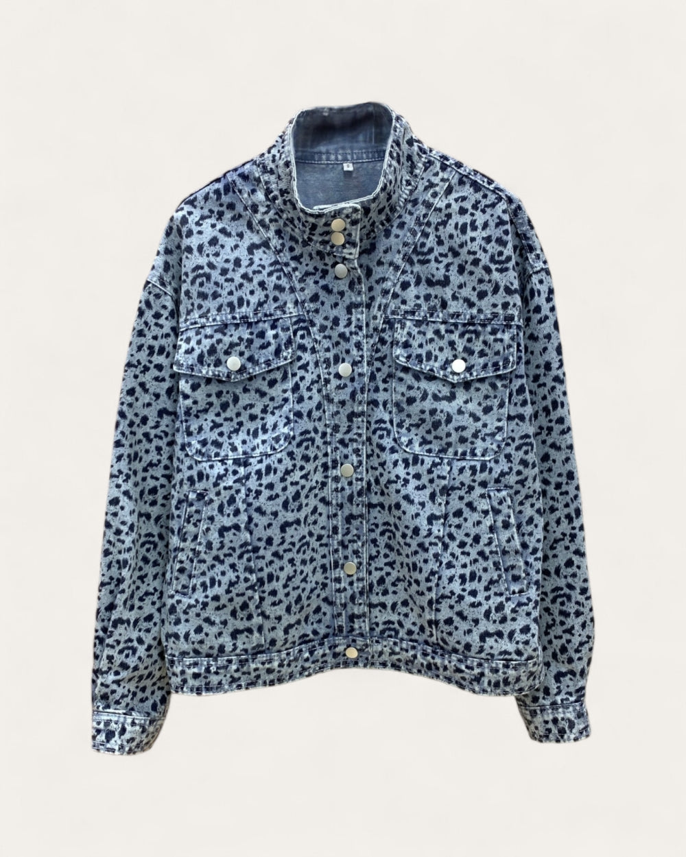 Leopard Wash Utility Denim Jacket - Zilvina