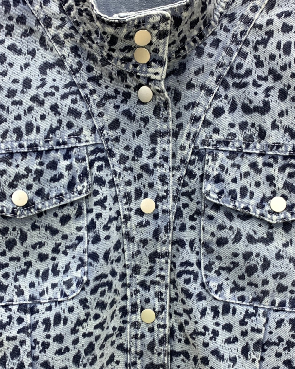 Leopard Wash Utility Denim Jacket - Zilvina