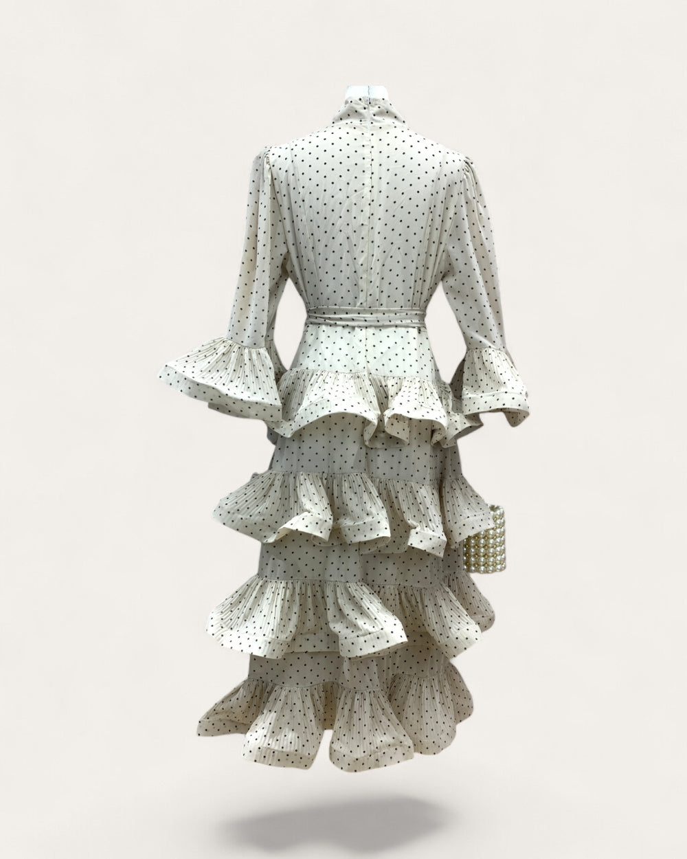 Long Sleeve Tiered Polka Dot Dress - Zilvina