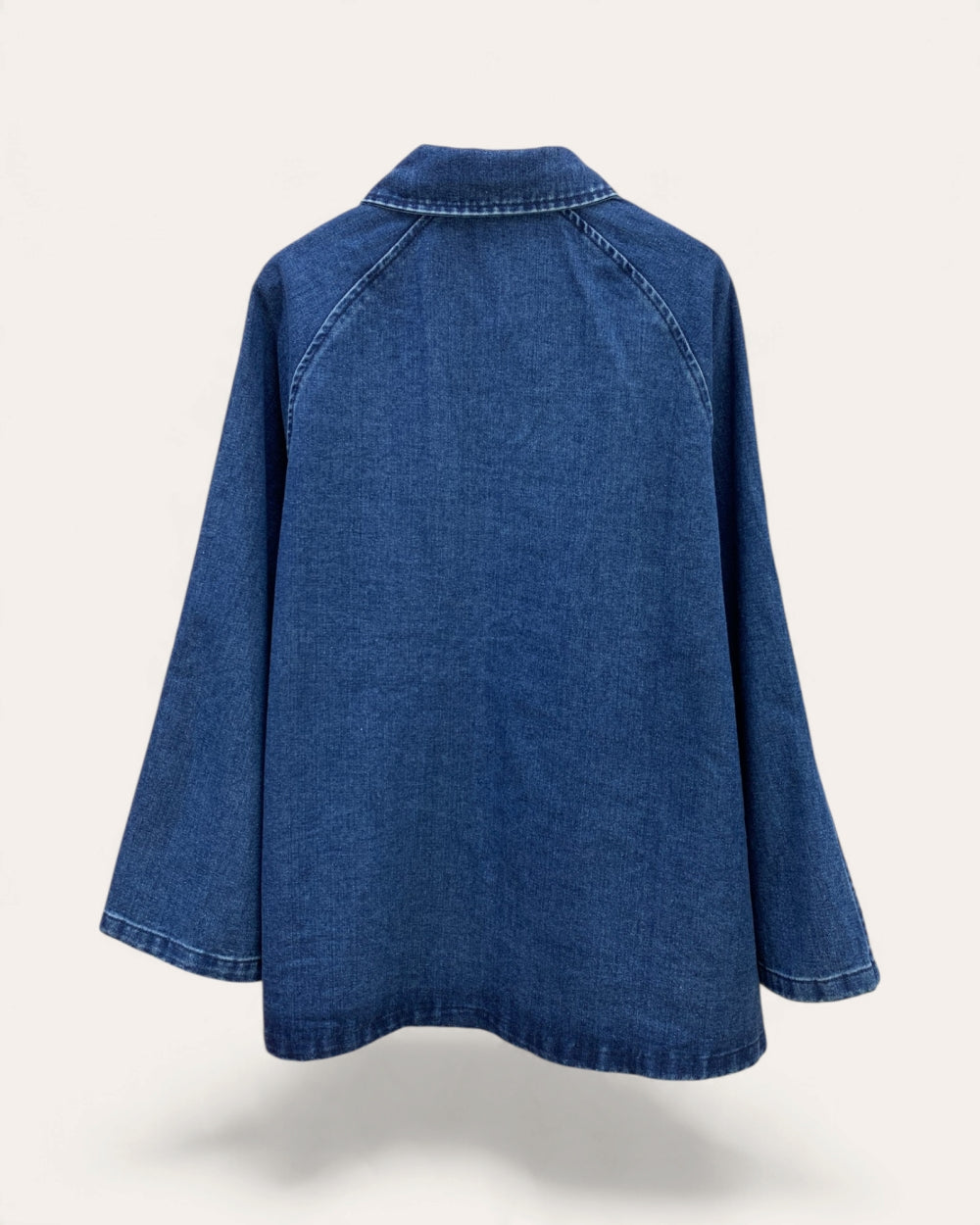 Mandarin Frog-Closure Denim Overshirt - Zilvina