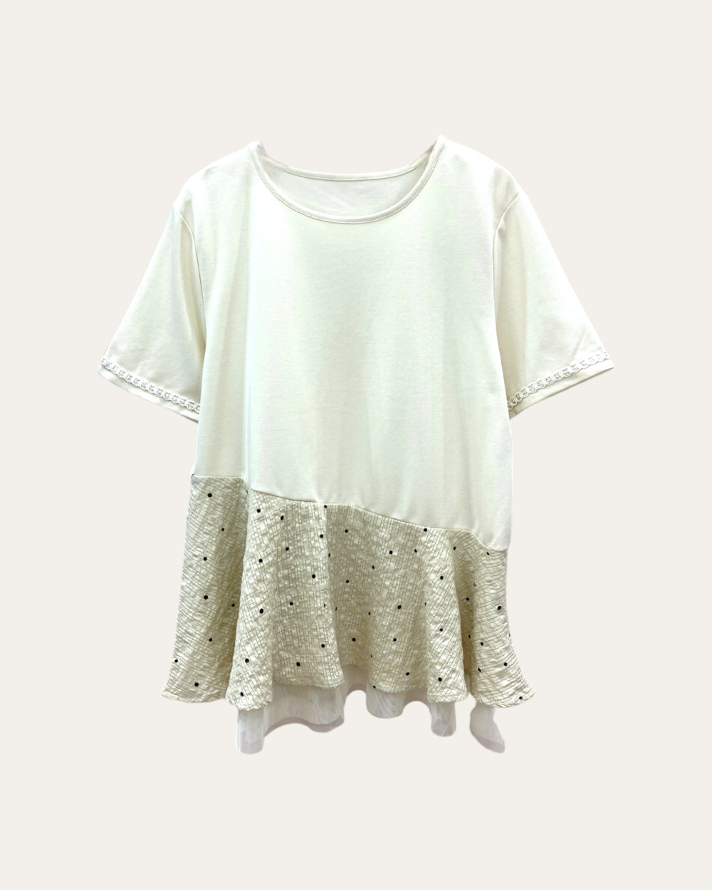 Mesh Ruffle Hem Minimalist Tee - Zilvina