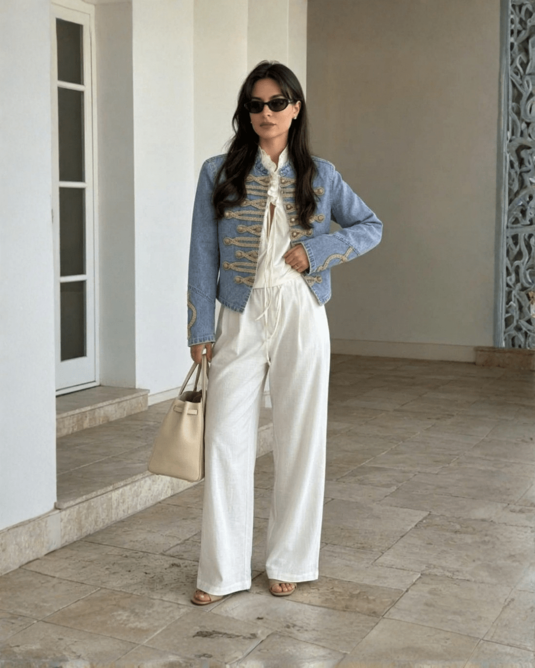 Military Braid Denim Jacket - Zilvina