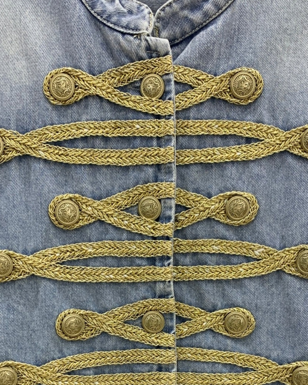 Military Braid Denim Jacket - Zilvina