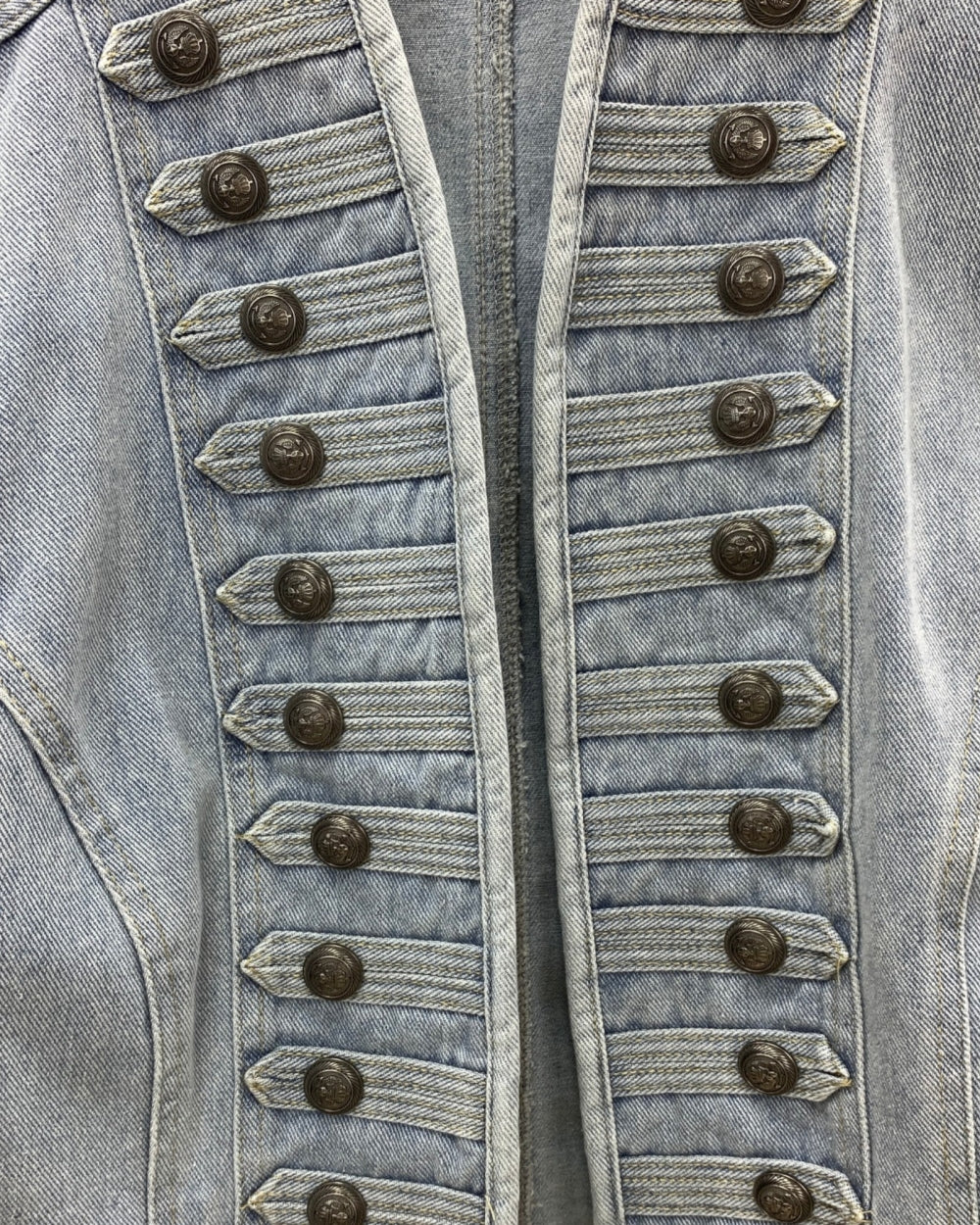 Military Button Denim Vest - Zilvina