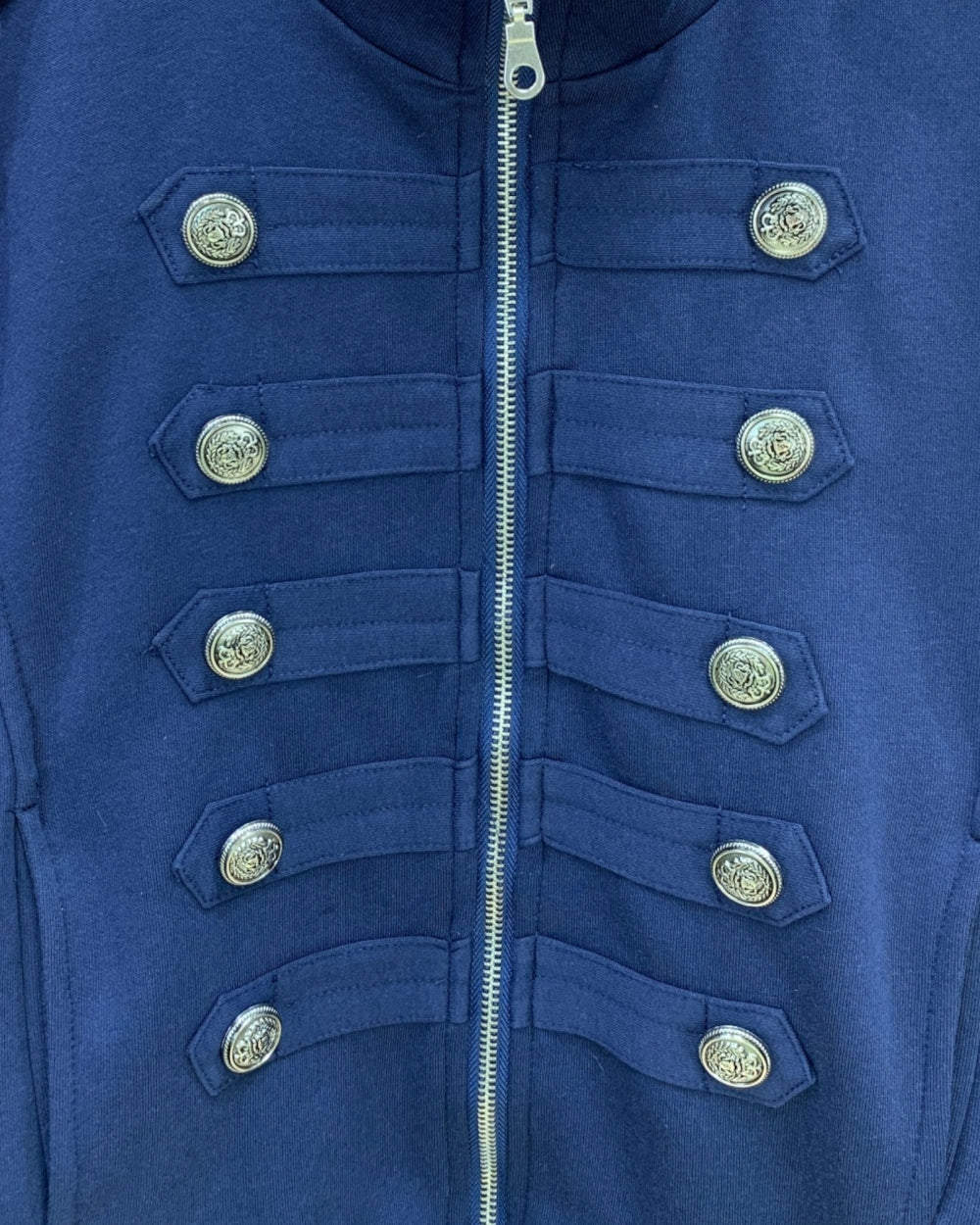 Military Button Detail Zip-Up Jacket - Zilvina