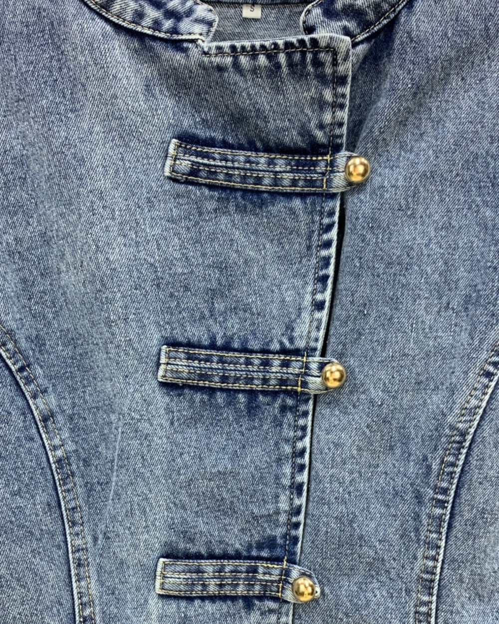 Military Frog Closure Denim Jacket - Zilvina