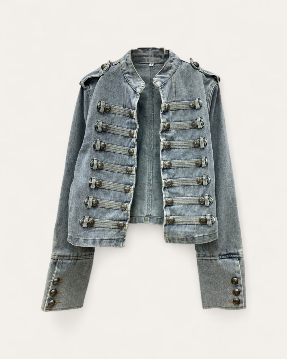 Military Style Denim Jacket - Zilvina