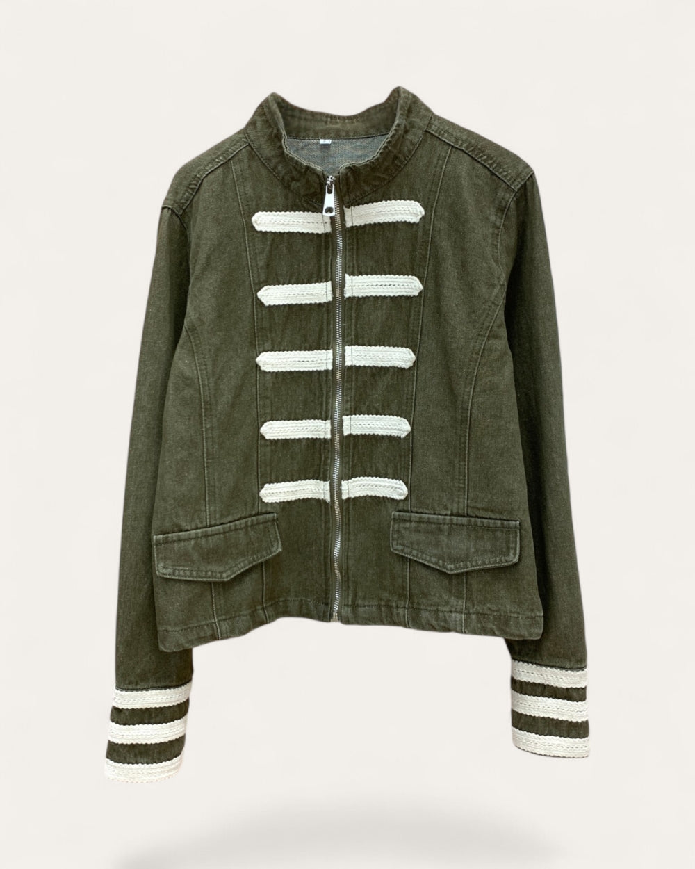 Military Trim Denim Jacket - Zilvina