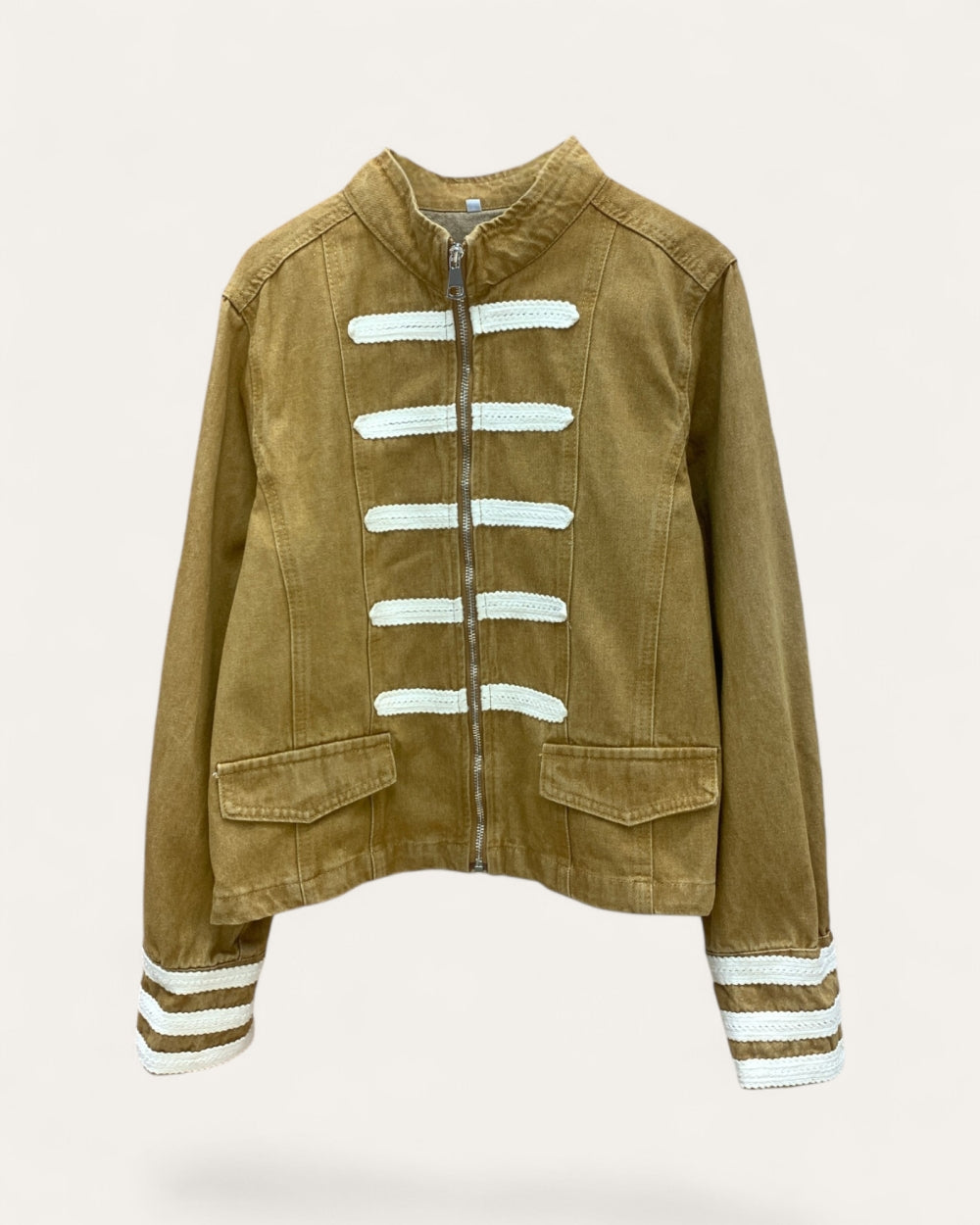 Military Trim Denim Jacket - Zilvina