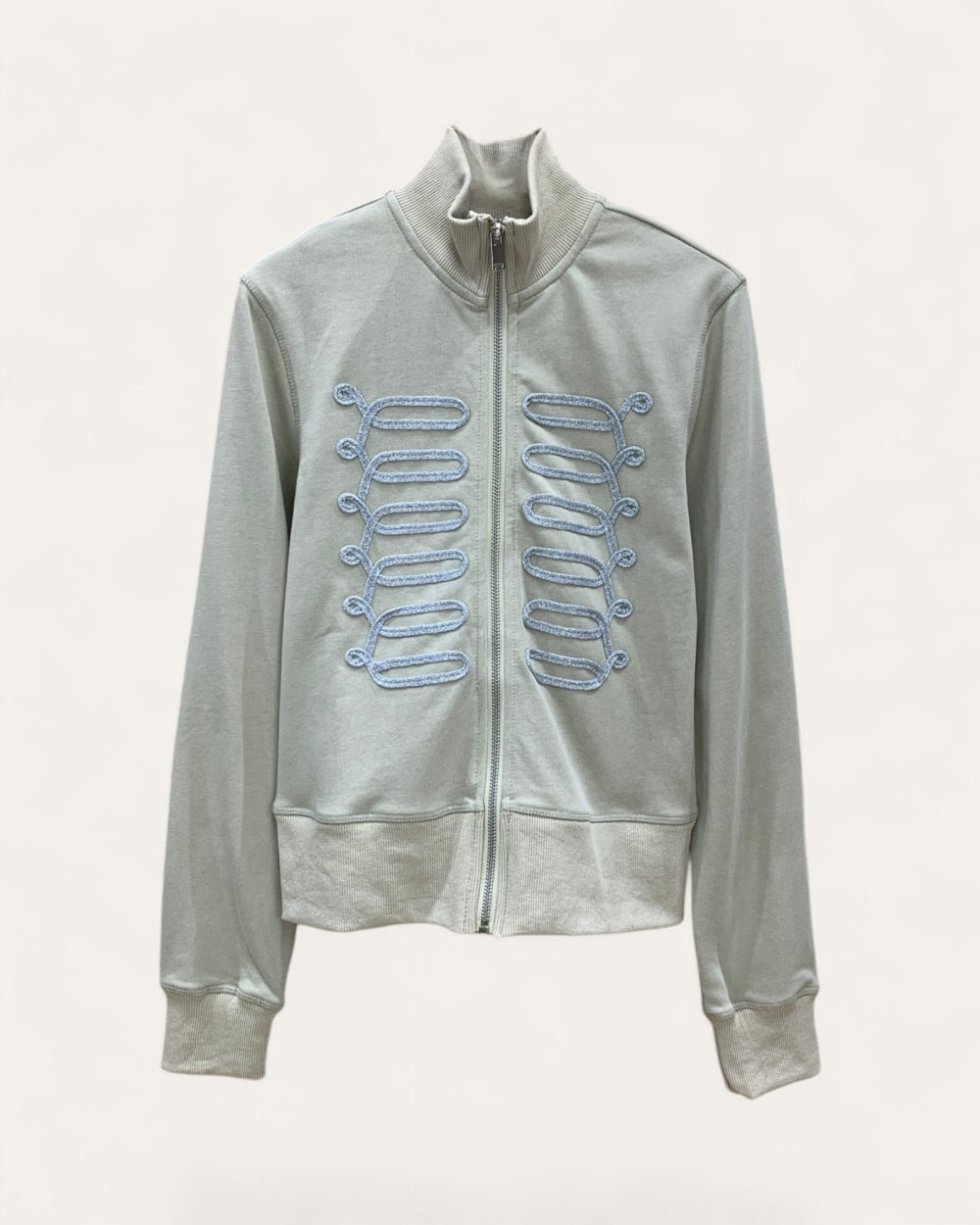 Military Trim Zip-Up Sweatshirt Jacket - Zilvina