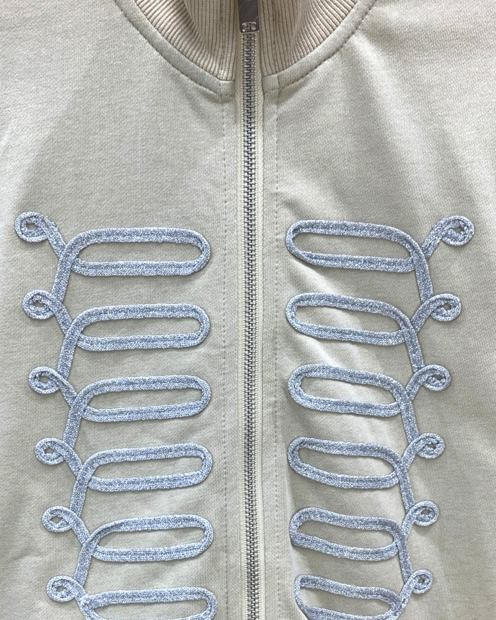 Military Trim Zip-Up Sweatshirt Jacket - Zilvina