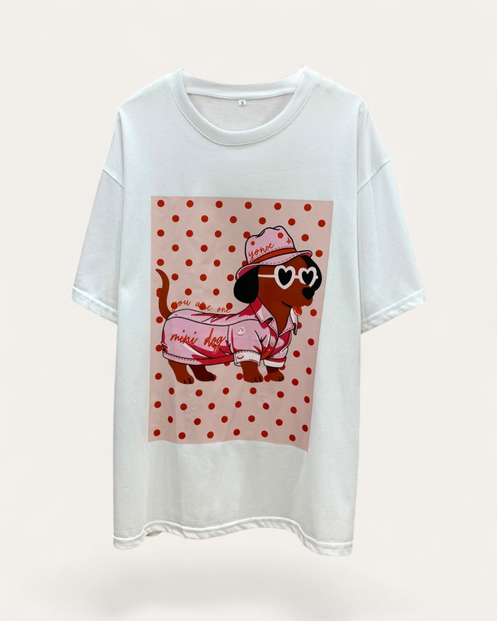 Mini Dog Polka Dot Graphic Tee - Zilvina