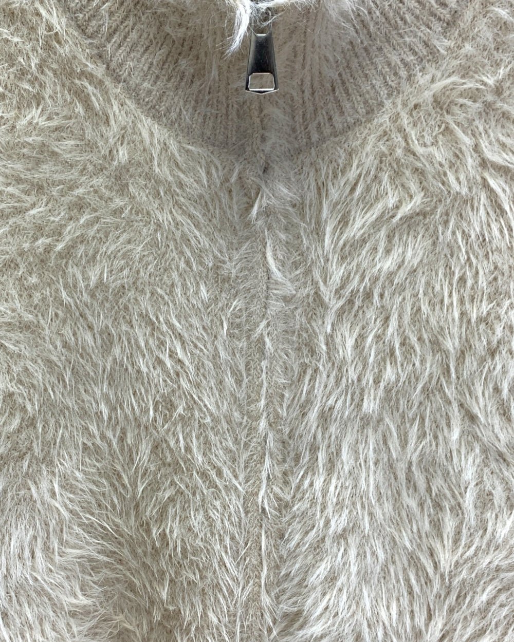 Mixed Knit Fur - Front Zipper Cardigan - Zilvina