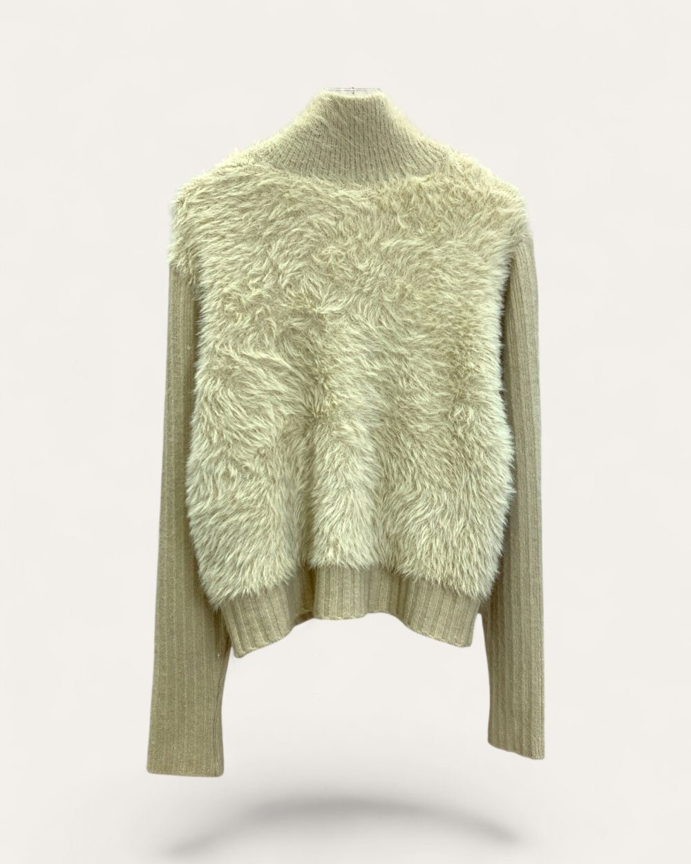 Mixed Knit Fur - Front Zipper Cardigan - Zilvina