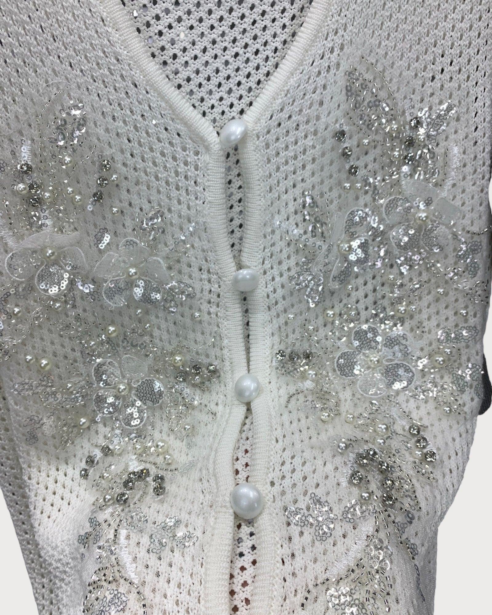 Sequin Embellished Mesh Knit Vest