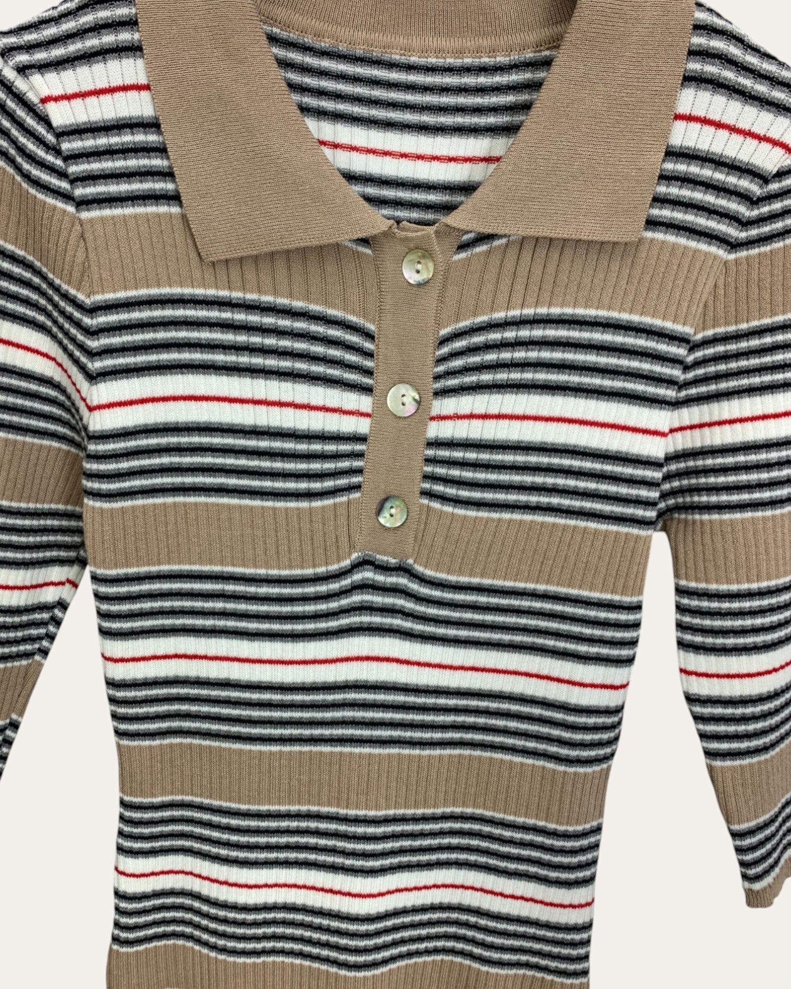 Striped Polo Knit Mini Dress