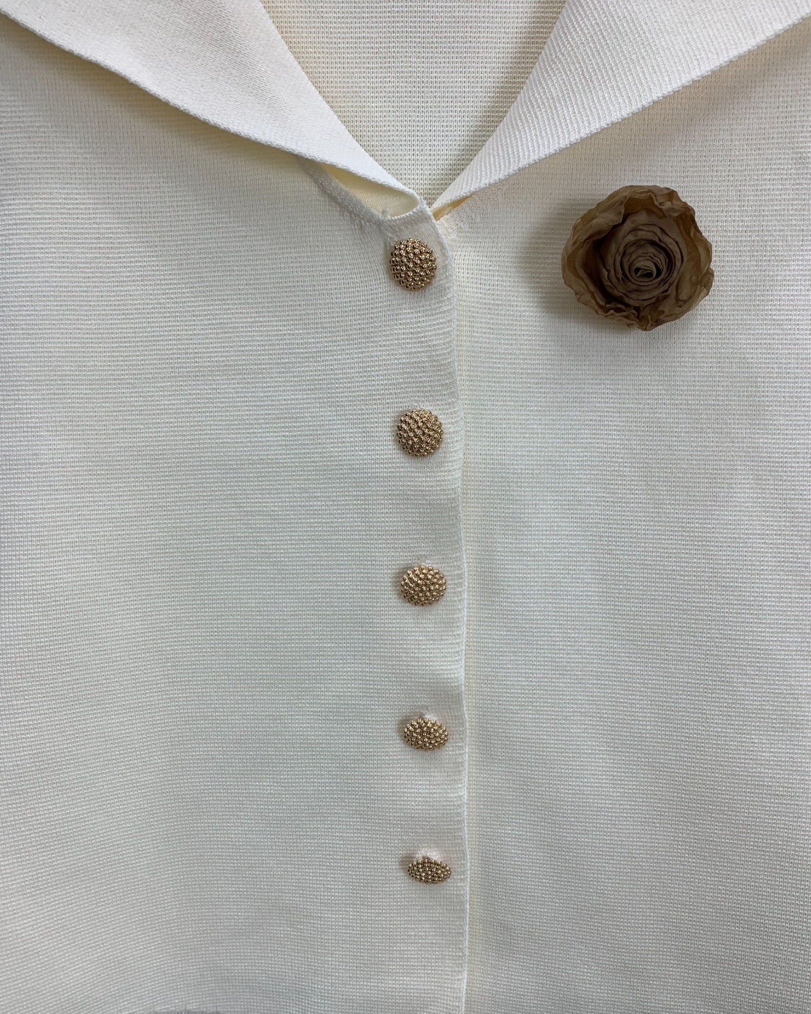 Collared Button Vest with Floral Accent