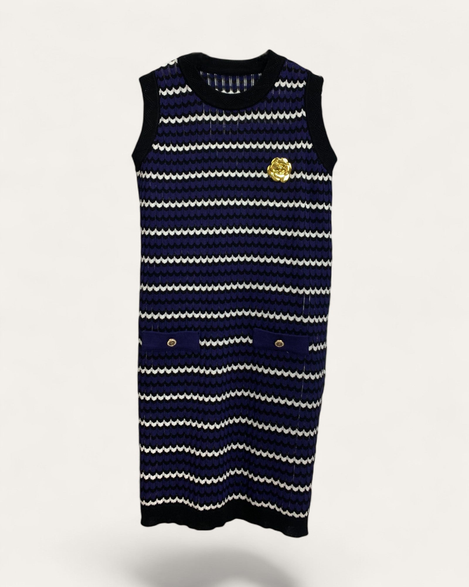 Sleeveless Striped Knit Dress