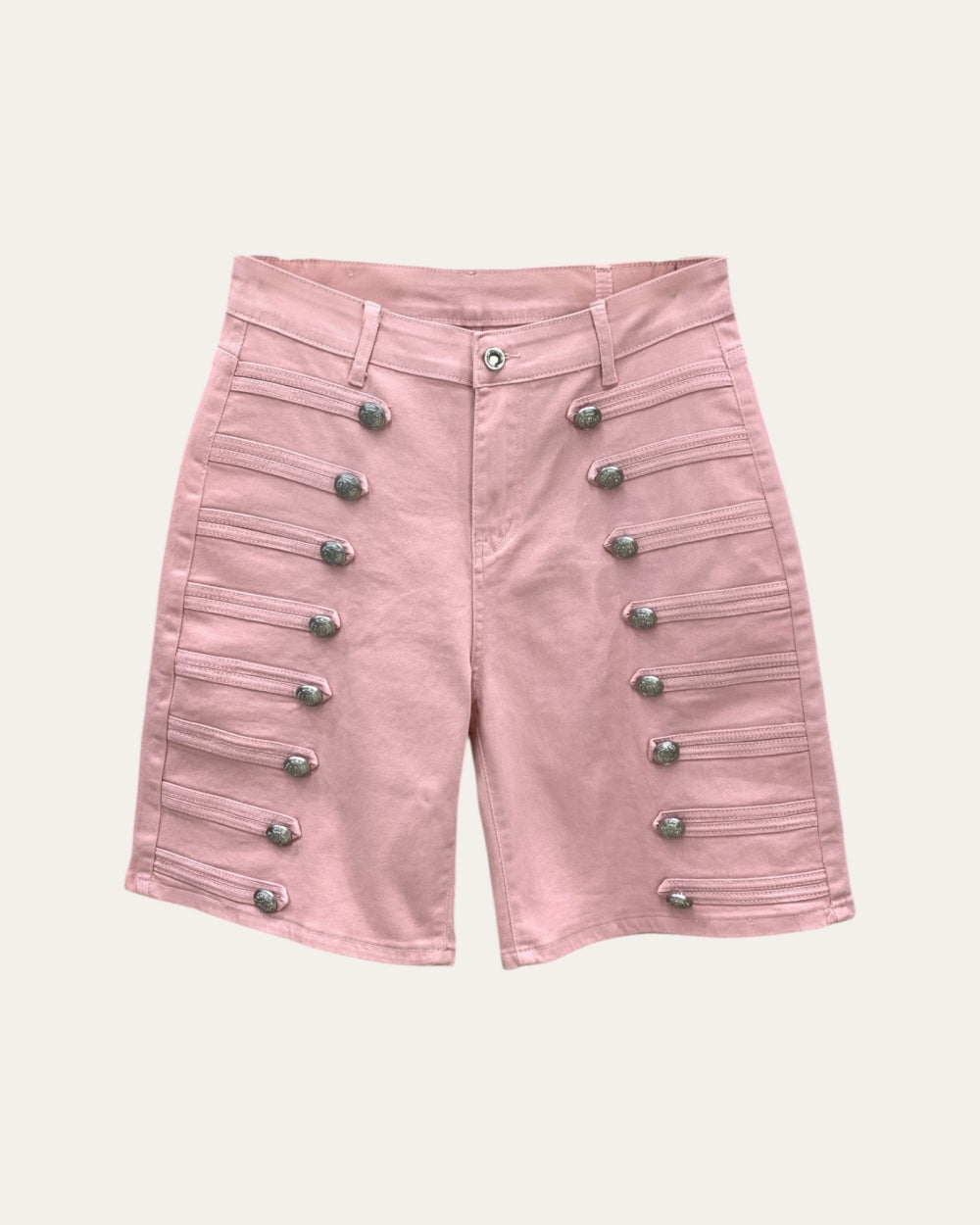 Napolean Military Button Denim Bermuda Shorts - Zilvina