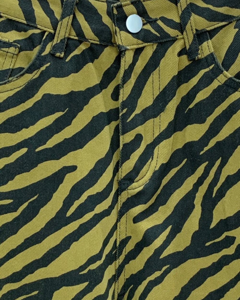 Olive Zebra Wide Leg Jeans - Zilvina