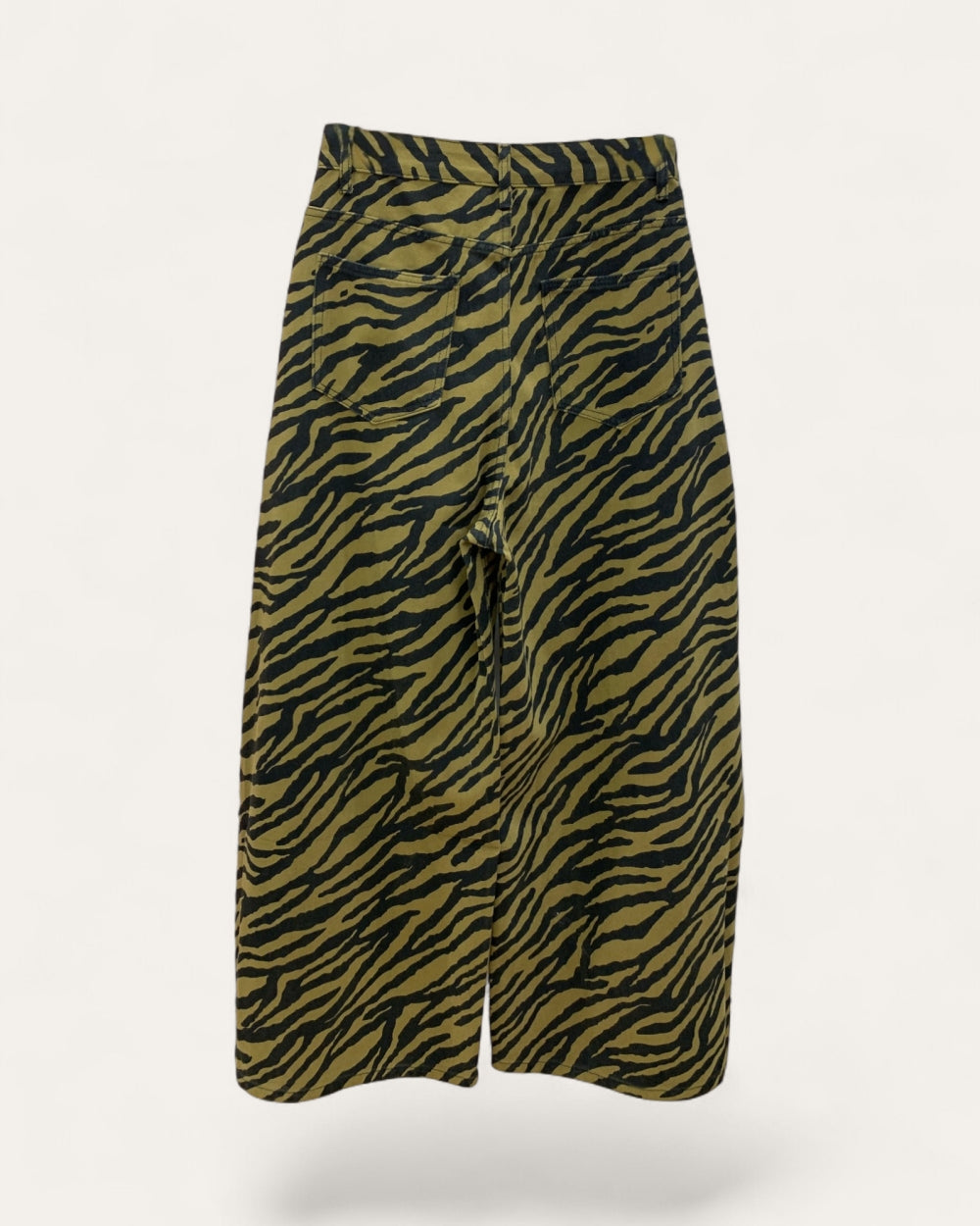 Olive Zebra Wide Leg Jeans - Zilvina