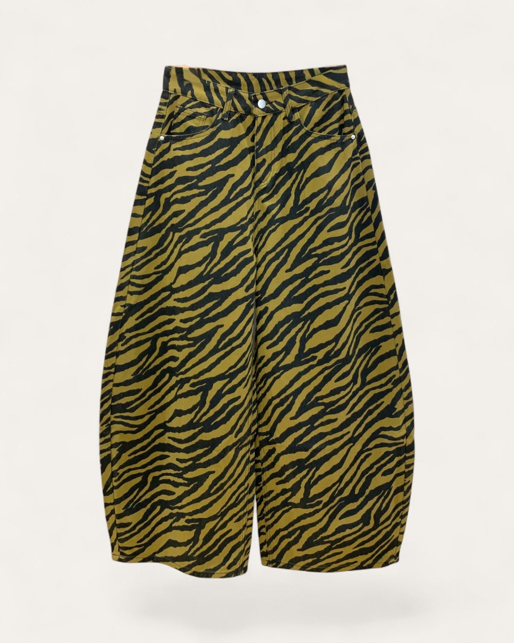 Olive Zebra Wide Leg Jeans - Zilvina