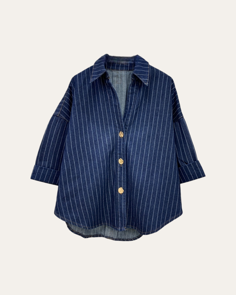 Oversized Pinstripe Button Down Shirt - Zilvina