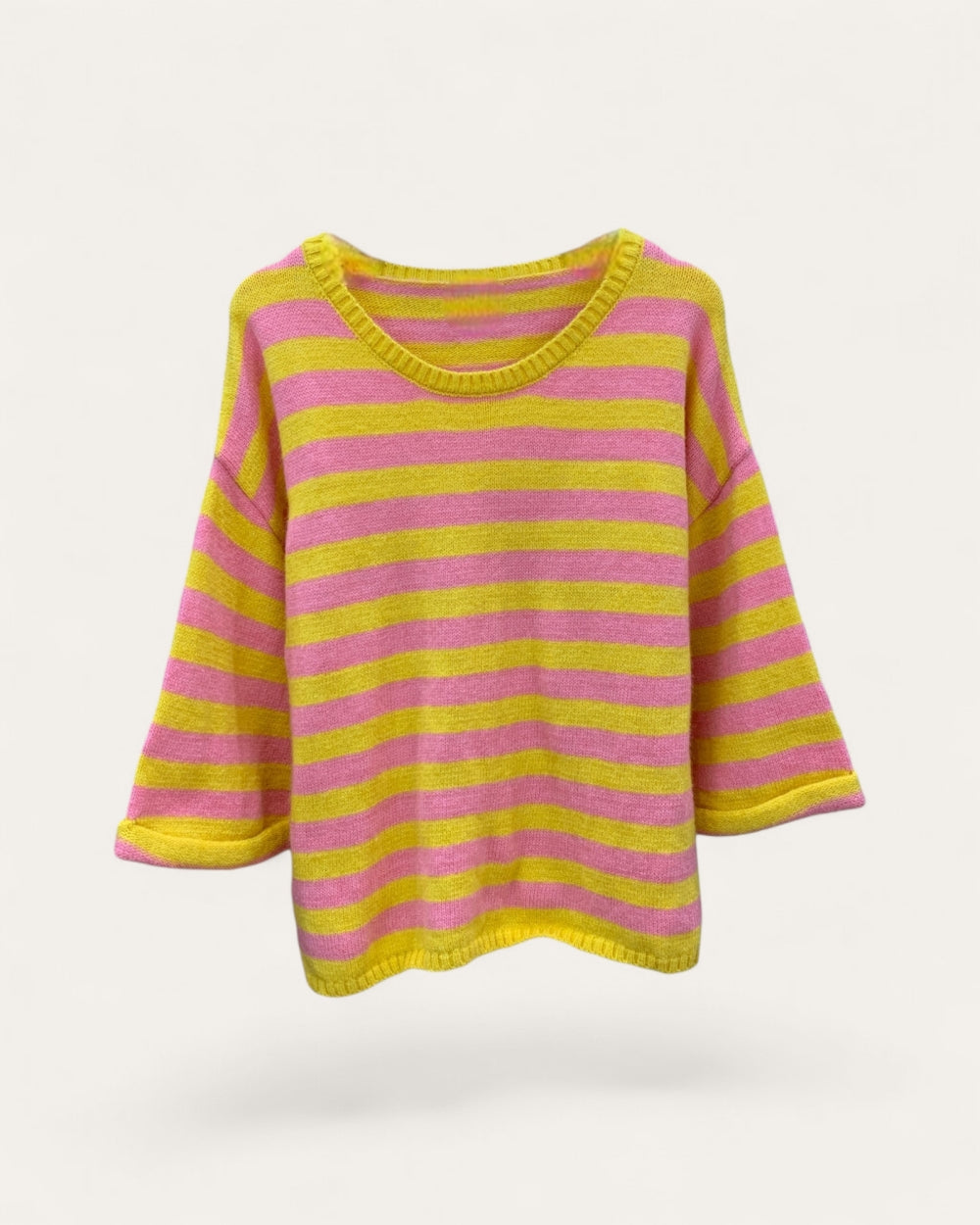 Pastel Stripe Short Sleeve Knit Top - Zilvina