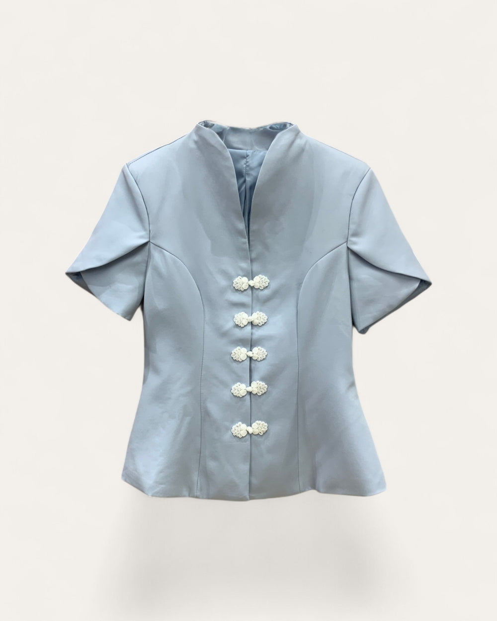 Pearl Knot Sculpted Short-Sleeve Top - Zilvina