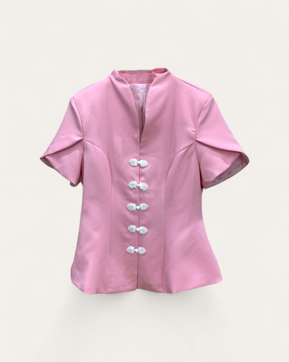 Pearl Knot Sculpted Short-Sleeve Top - Zilvina